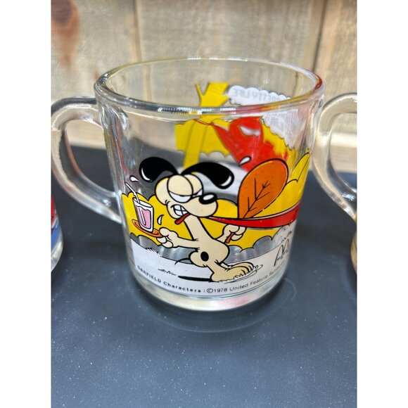 Vintage McDonalds 1978 Garfield Comic Glass Mugs Set - Picture 9 of 10